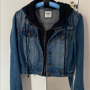 Women's Blue Denim Hooded Waist Jacket, S/M